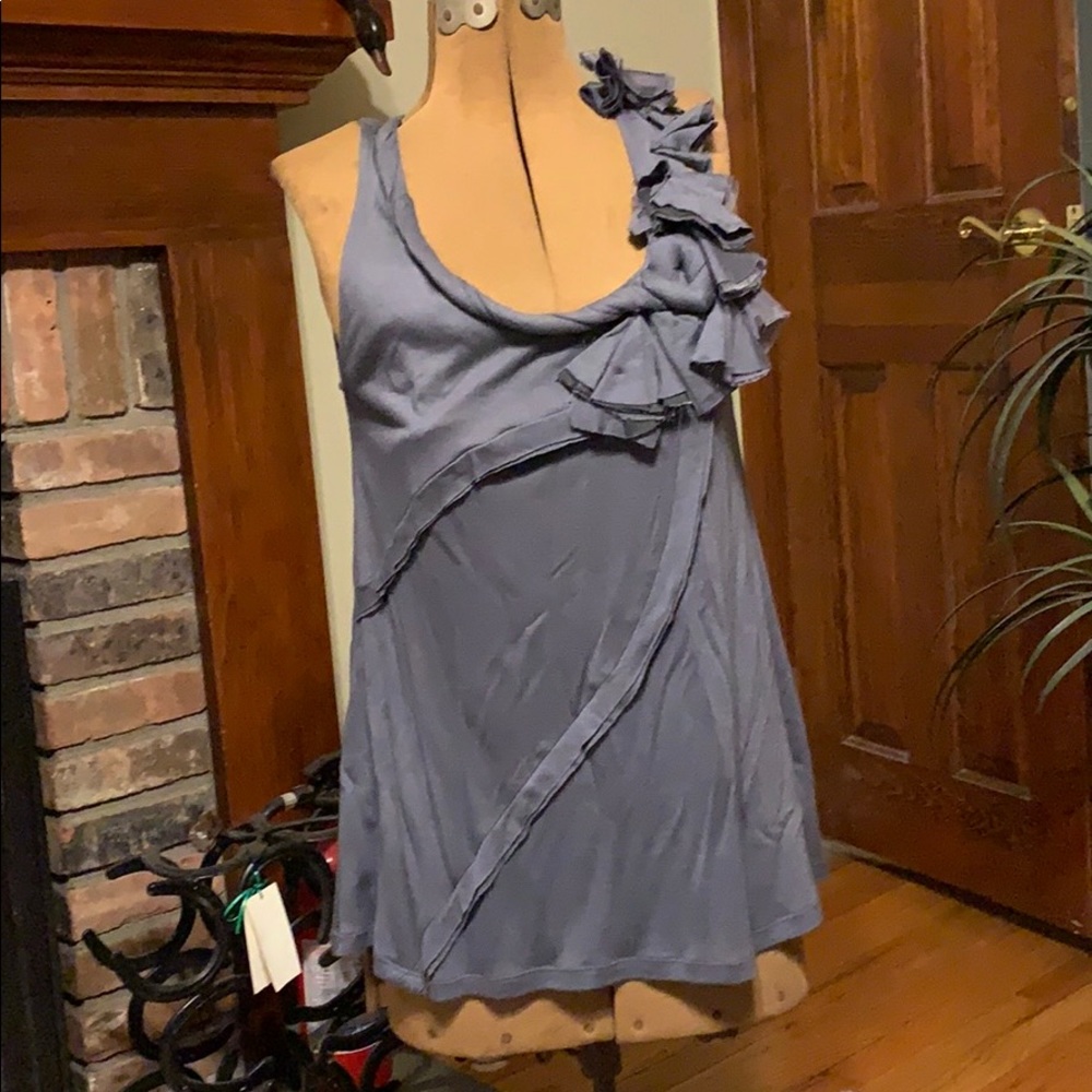 Grey scoop neck tank, long
